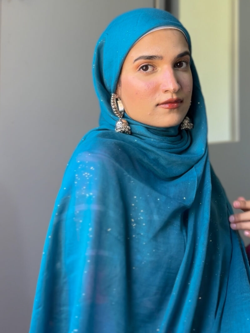 Teal Glitter Viscose Hijab