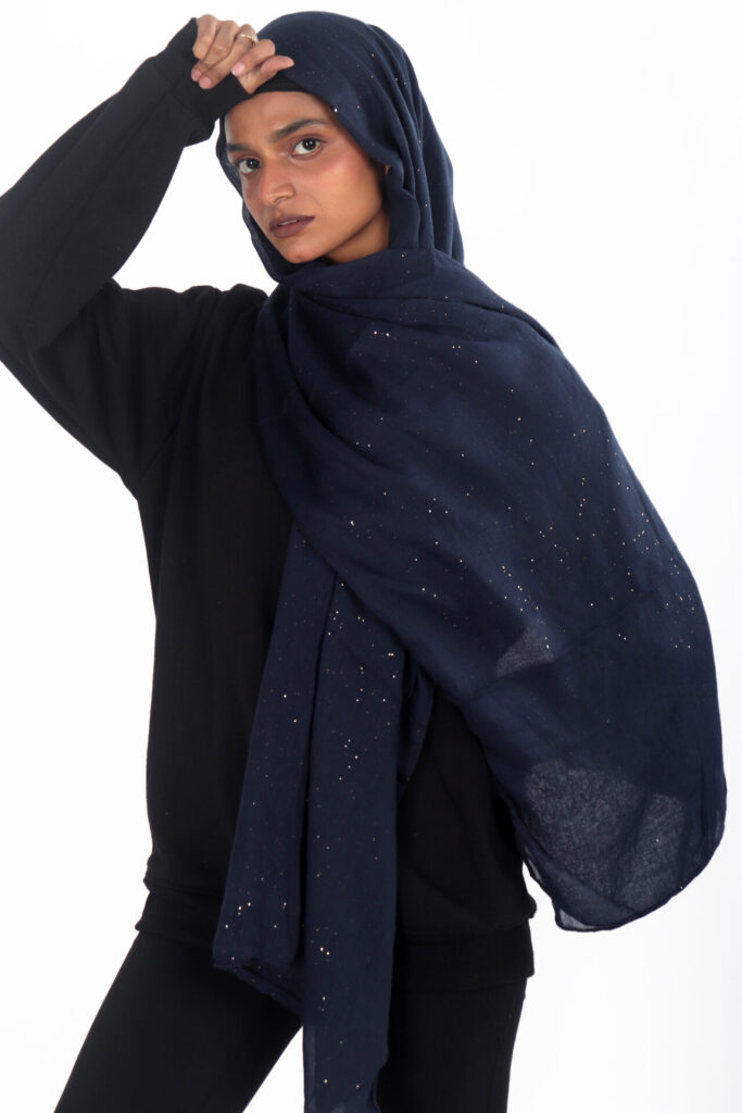 Navy Glitter Viscose Hijab That Adorbs Hijab 5419