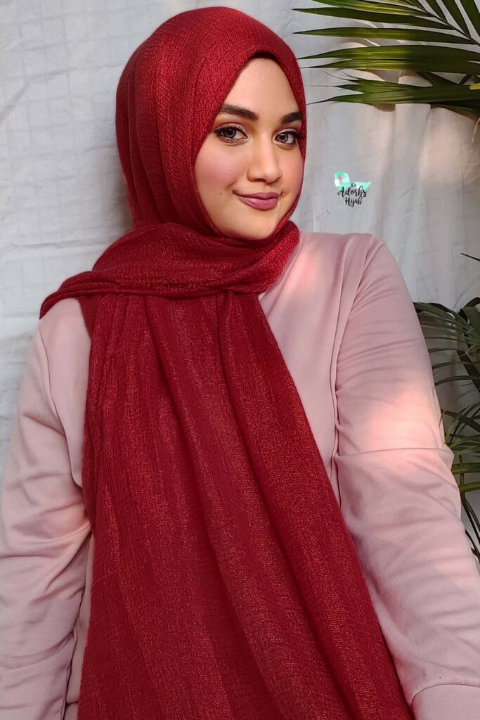 Crimson Shimmer Cotton Hijab That Adorbs Hijab 0812