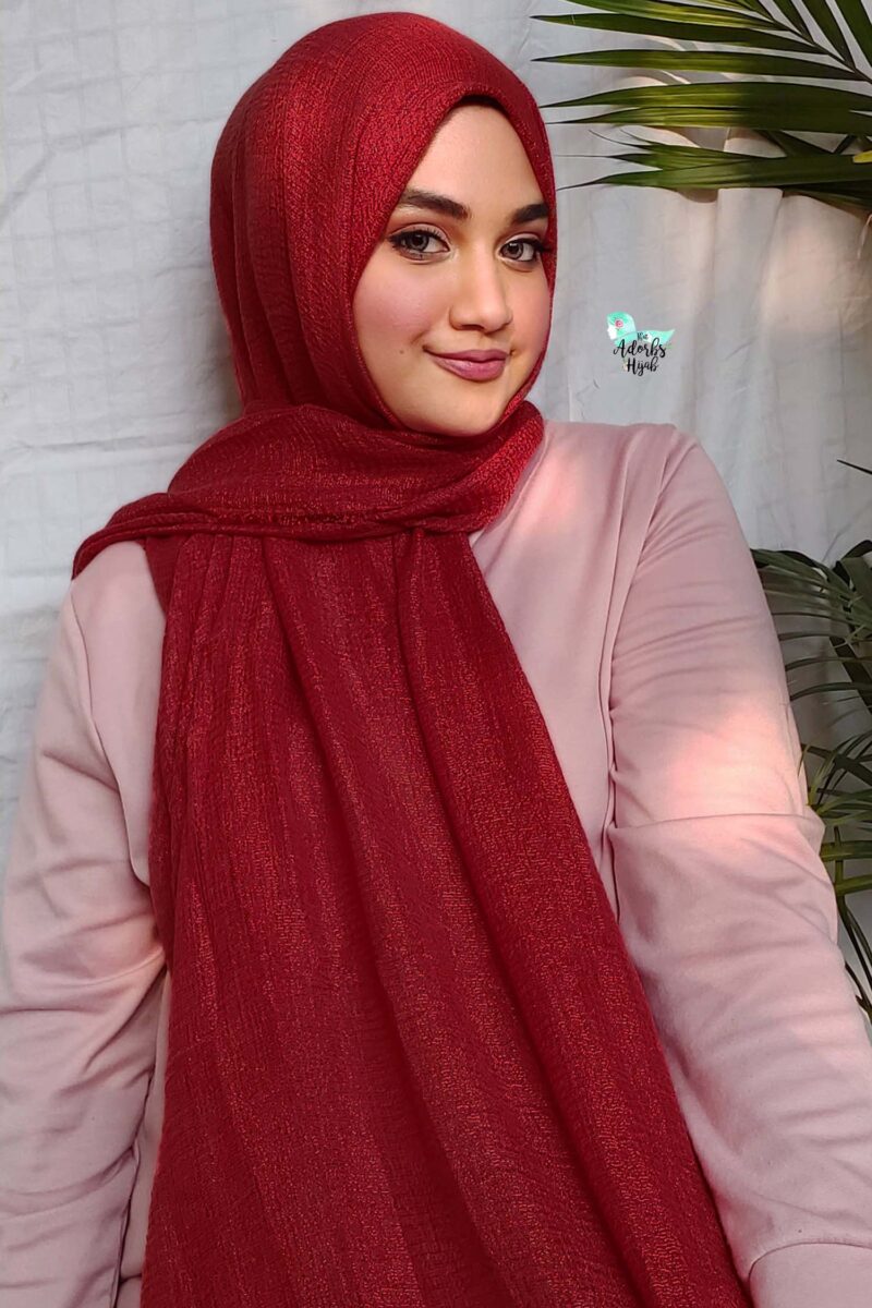 Crimson Shimmer Cotton Hijab That Adorbs Hijab