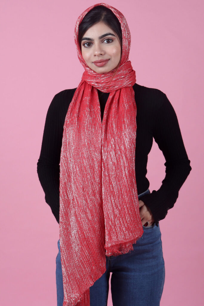 Cherry Shimmer Crinkled Hijab