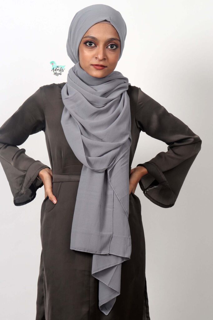 Grey Premium Chiffon Hijab That Adorbs Hijab