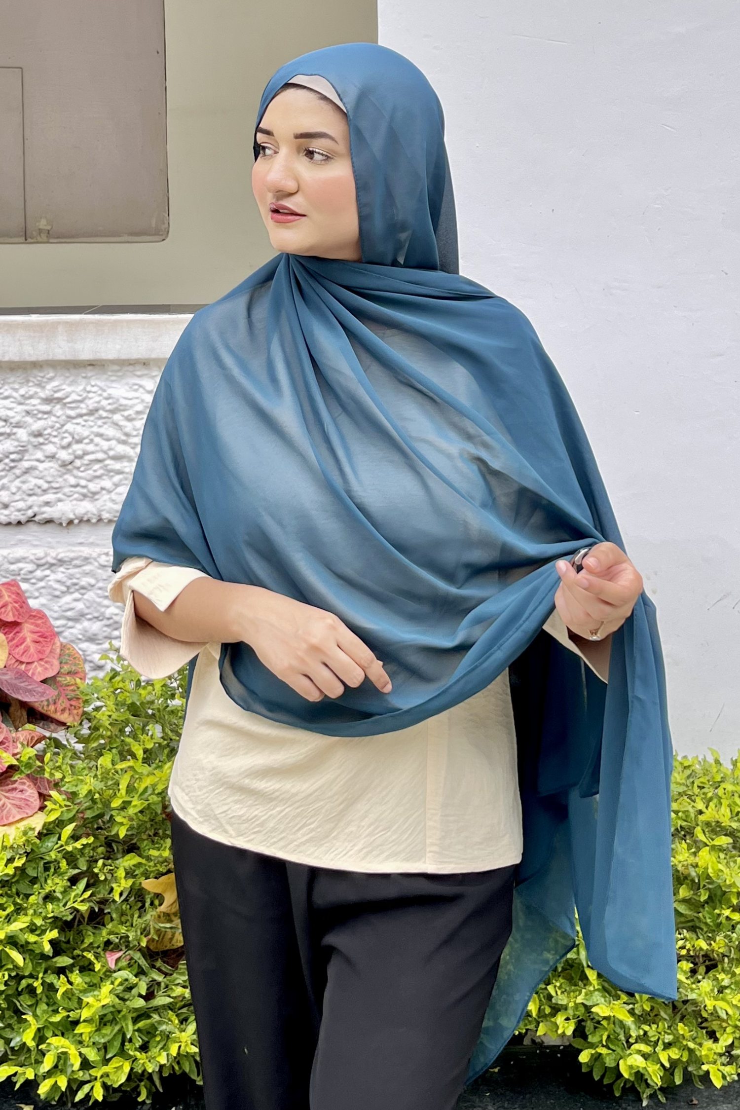 Teal Premium Chiffon Hijab - Image 2