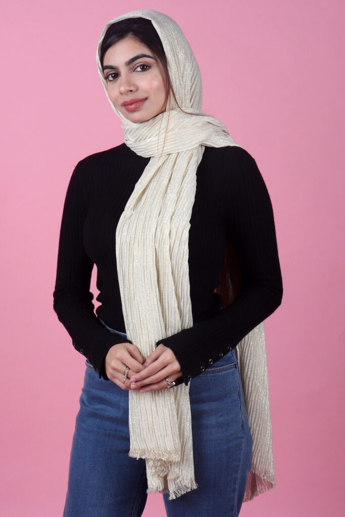 Butterscotch Silver Shimmer Crinkled Hijab