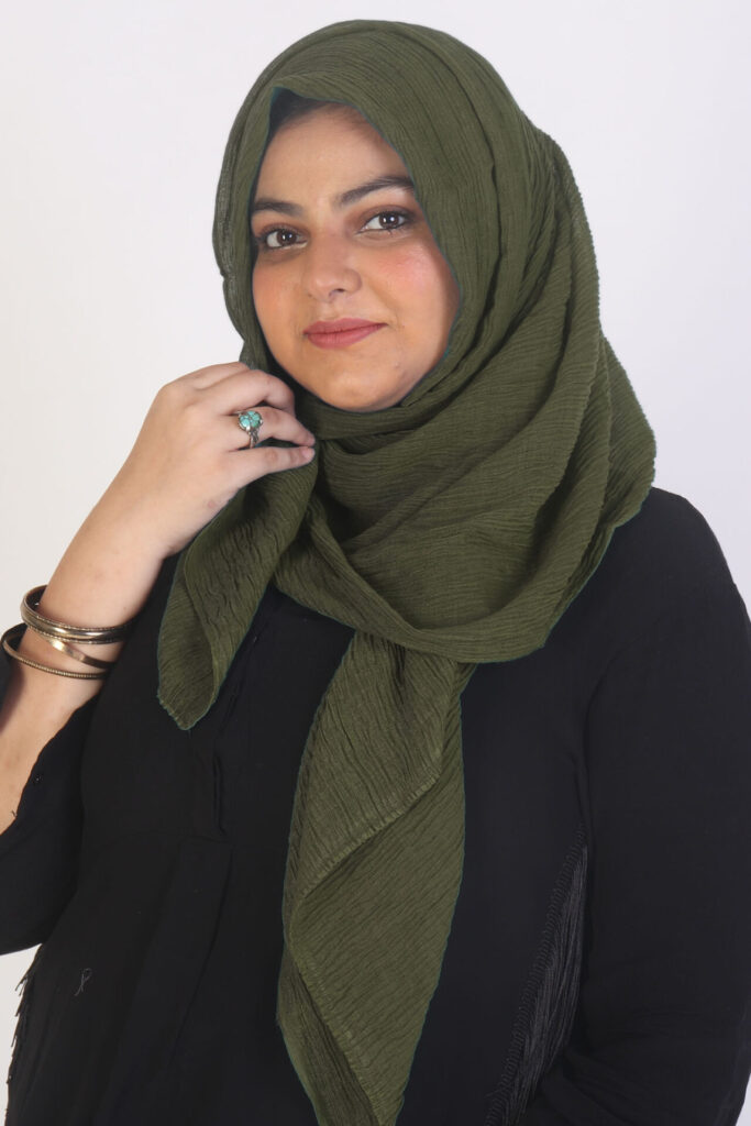 Olive Ribbed Cotton Hijab