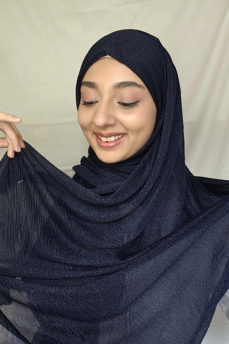 Navy Metallic Lycra Hijab