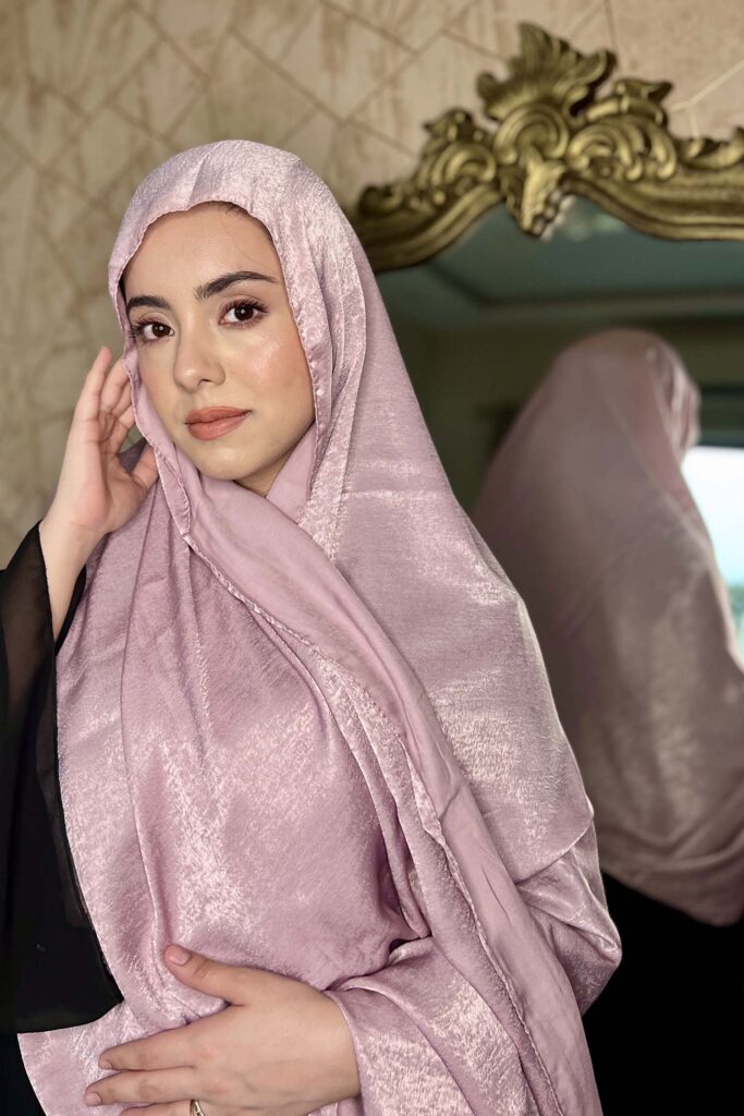 Lilac Velvet Satin Hijab