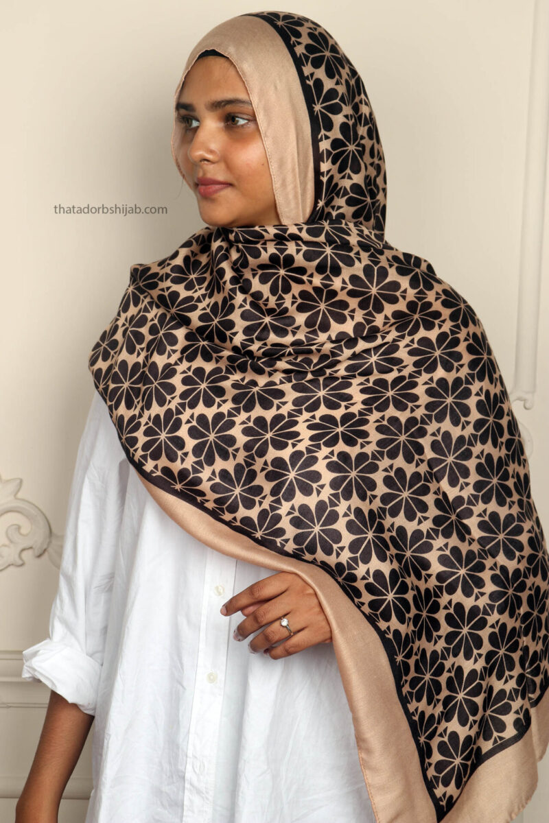 Nude Floral Printed Hijab