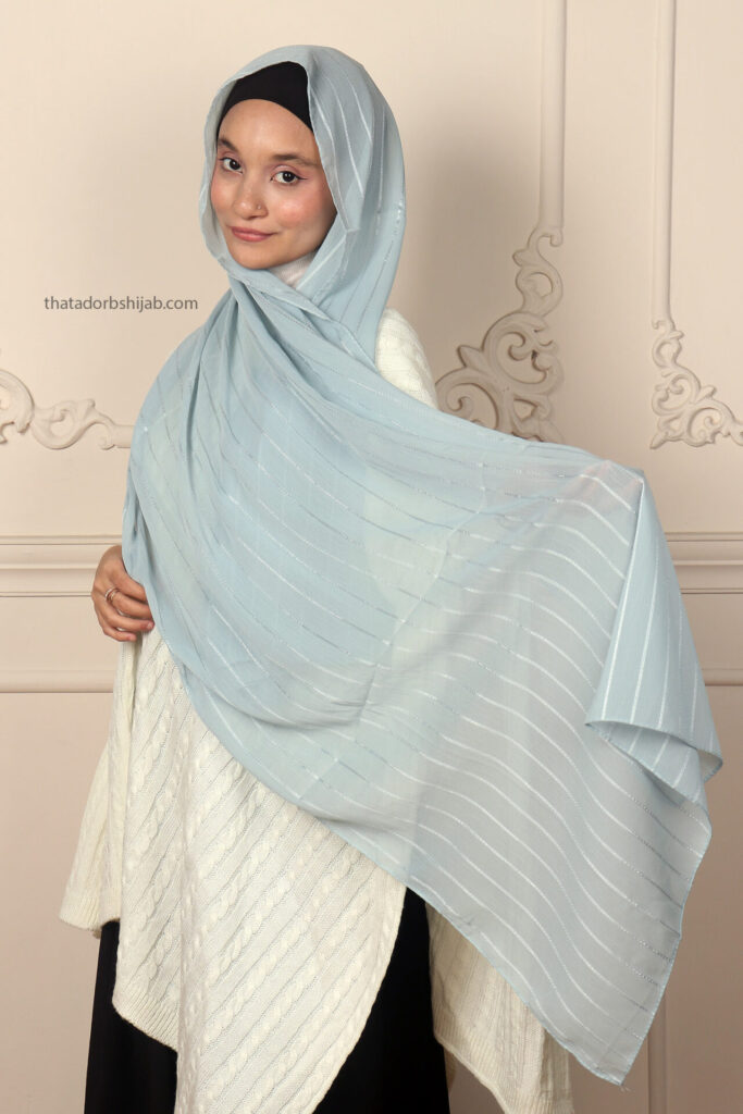 Sky Shimmer Striped Chiffon Hijab
