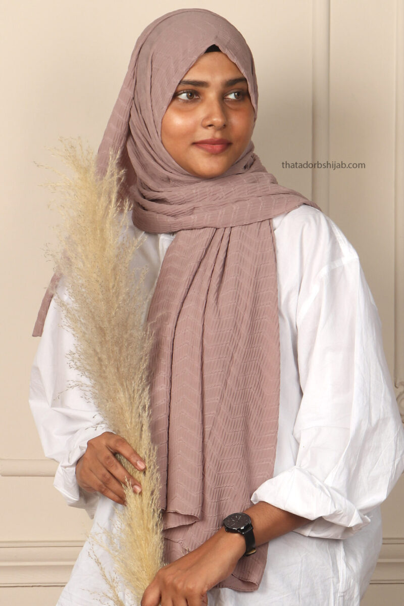 Taupe Pleated Chiffon Hijab