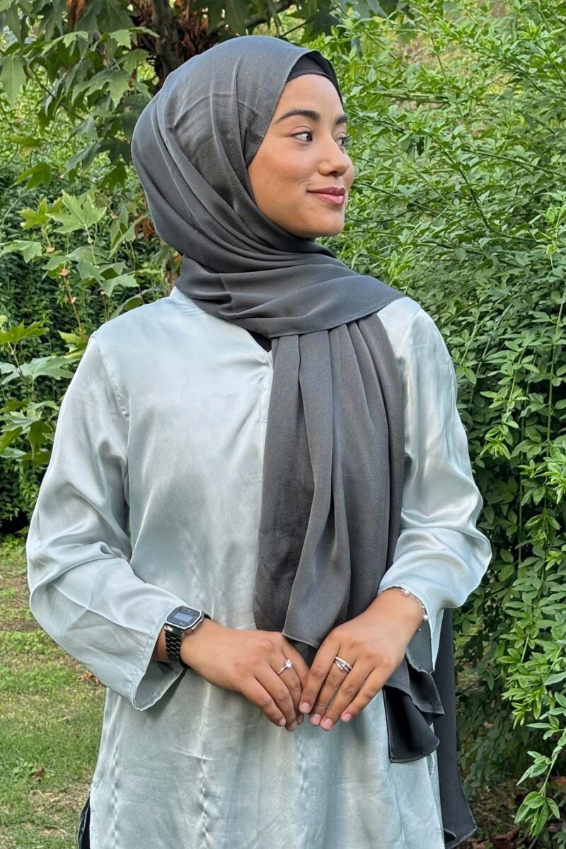 Charcoal Bubble Satin Hijab