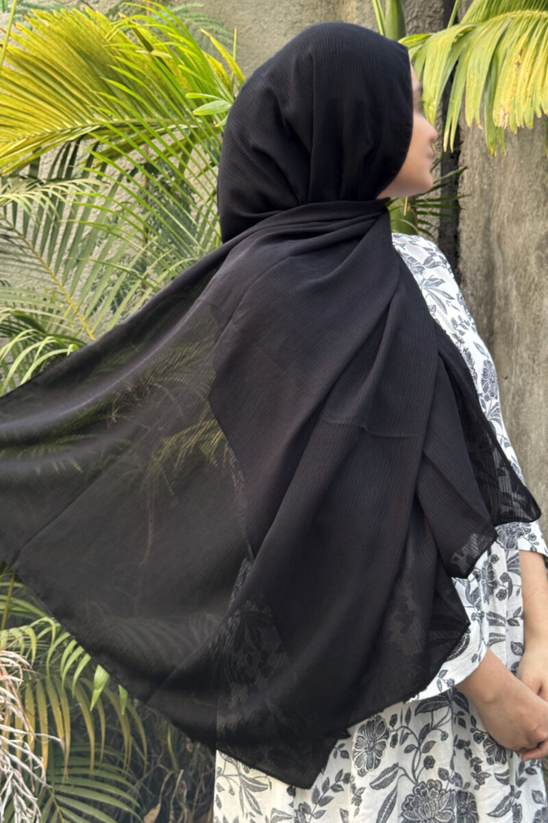 Black Textured Cotton Hijab