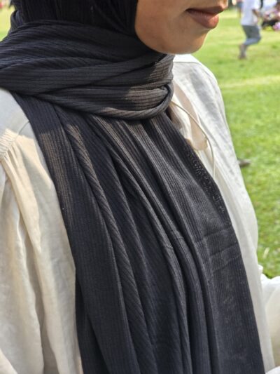 Black Textured Jersey Hijab