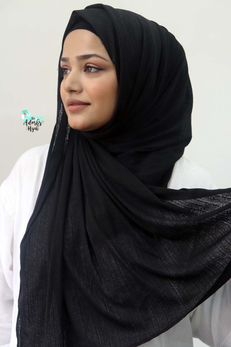 Black Textured Jersey Hijab