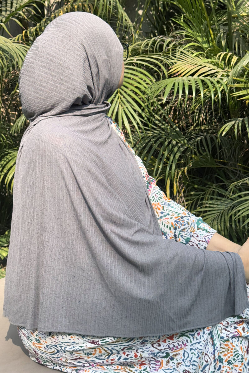 Grey Textured Jersey Hijab