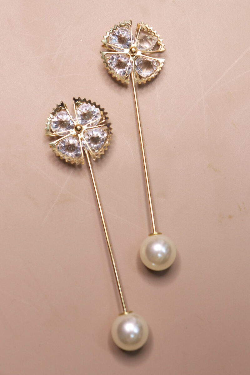 Crystal Flower Pearl Hijab Pins – Set of 2