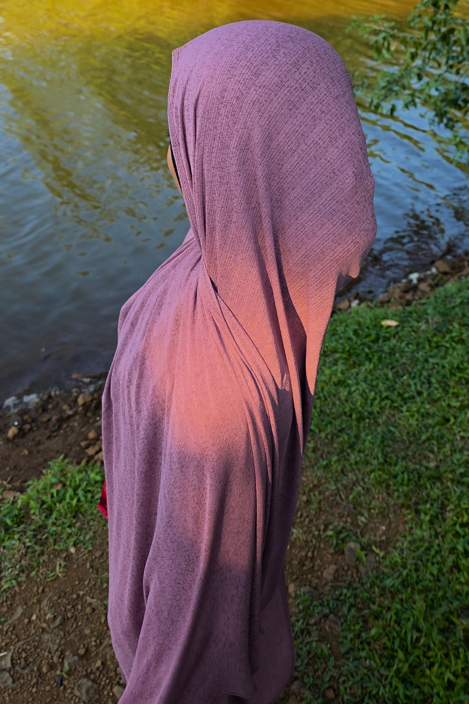 Mauve Textured Jersey Hijab