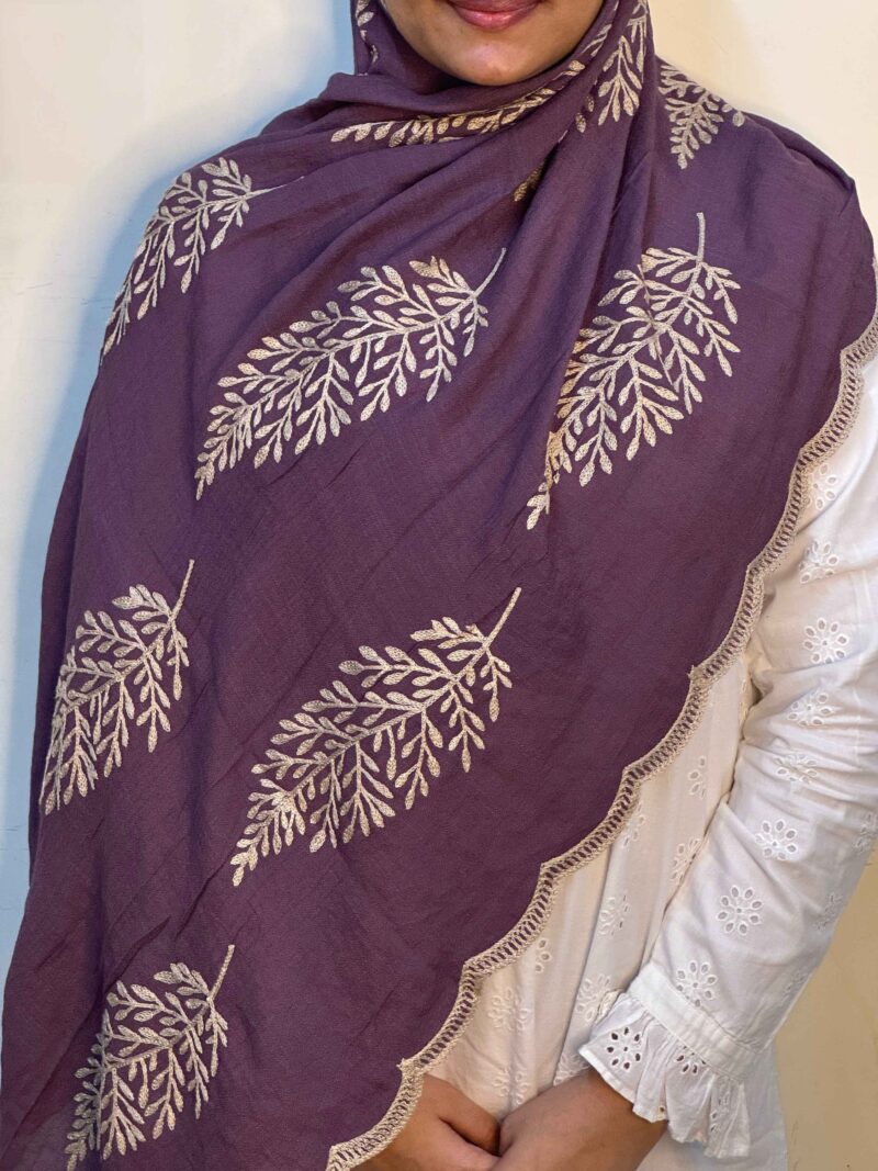 Lavender Embroidered Cotton Hijab