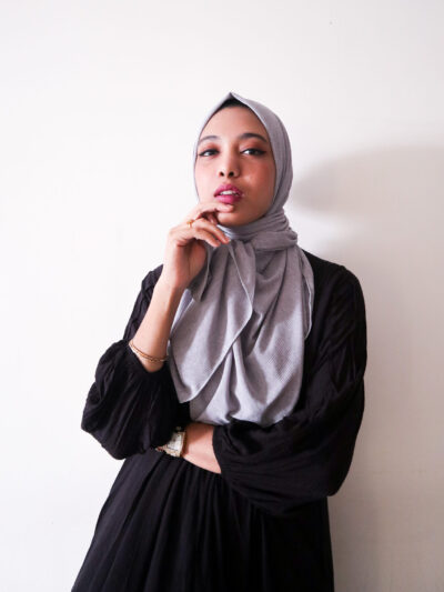 Grey Textured Jersey Hijab