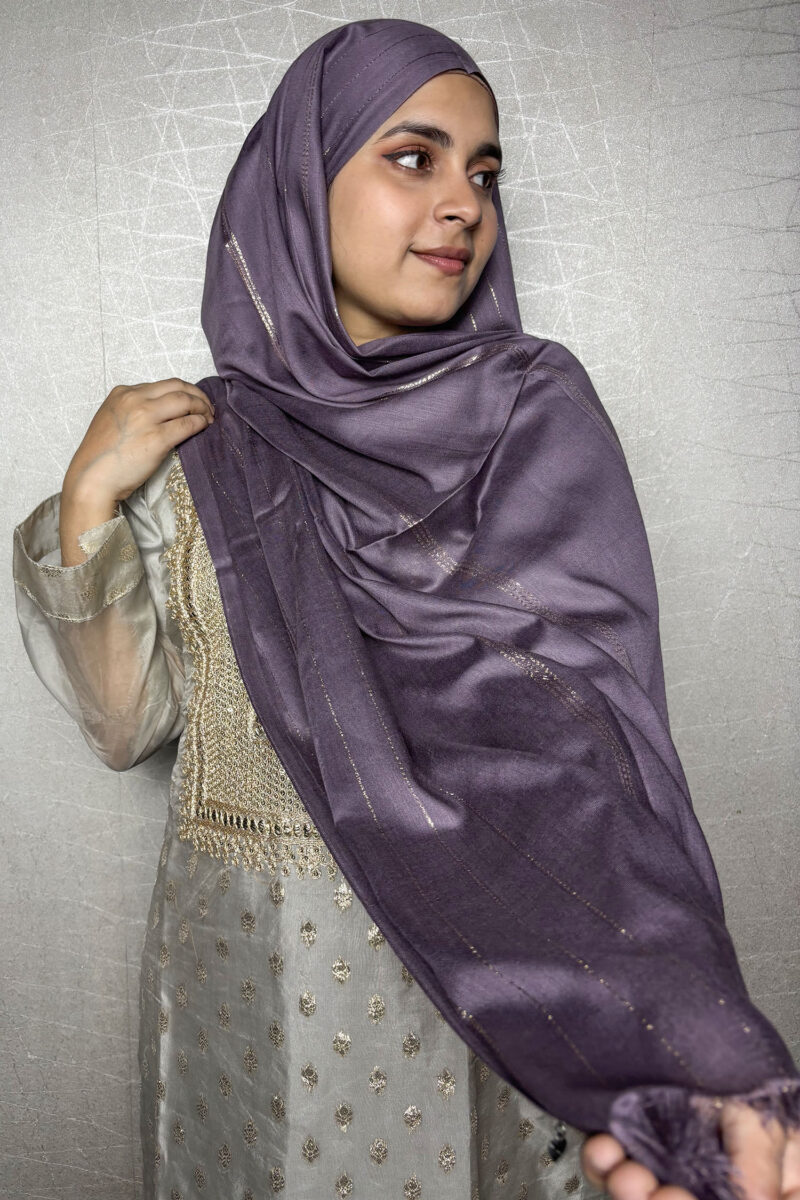 Mauve Glitter Cotton Hijab - Image 2