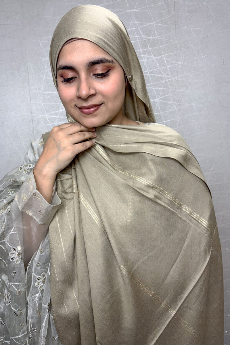 Olive Glitter Cotton Hijab