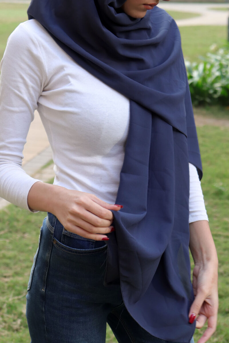 Denim Blue Premium Chiffon Hijab