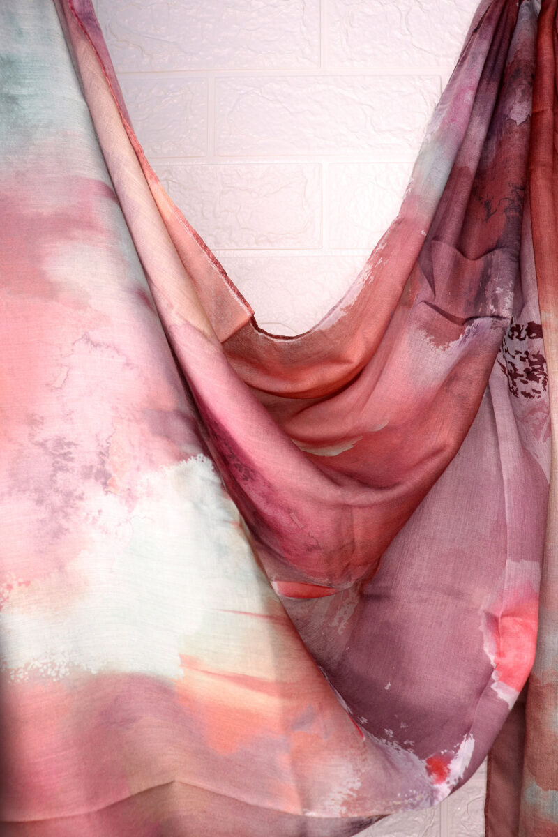 Berry Splash Printed Modal Hijab - Image 2