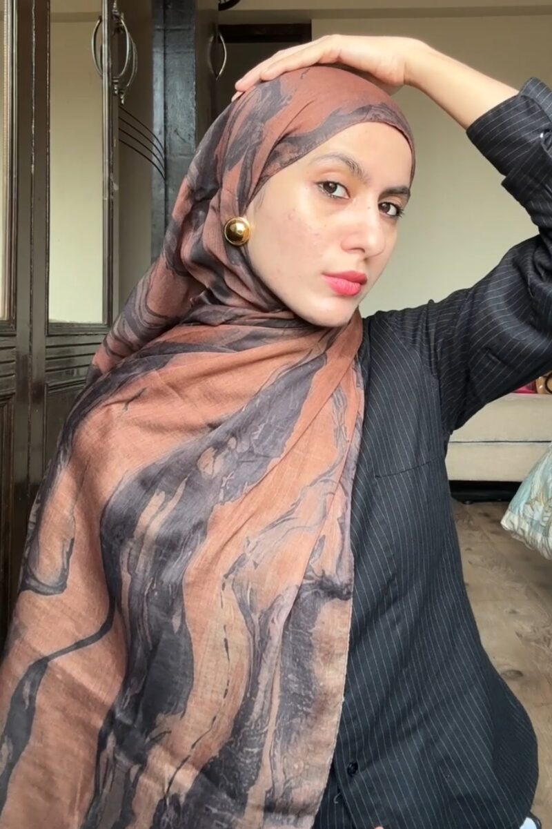 Cocoa Veil Printed Modal Hijab - Image 2