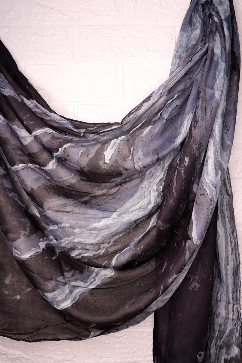 Stormy Slate Printed Modal Hijab
