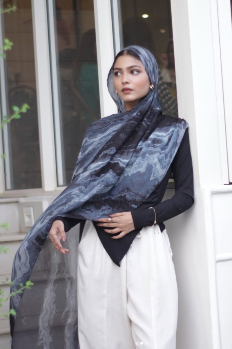 Stormy Slate Printed Modal Hijab