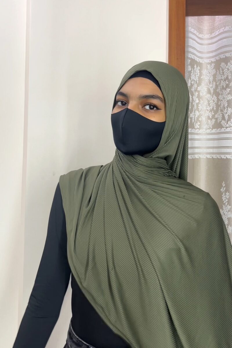 Olive Turkish Ribbed Jersey Hijab - Image 2