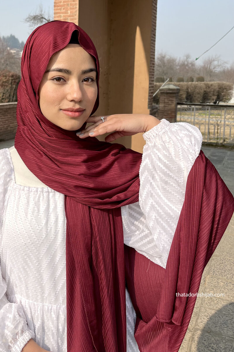 Plum Turkish Ribbed Jersey Hijab - Image 2