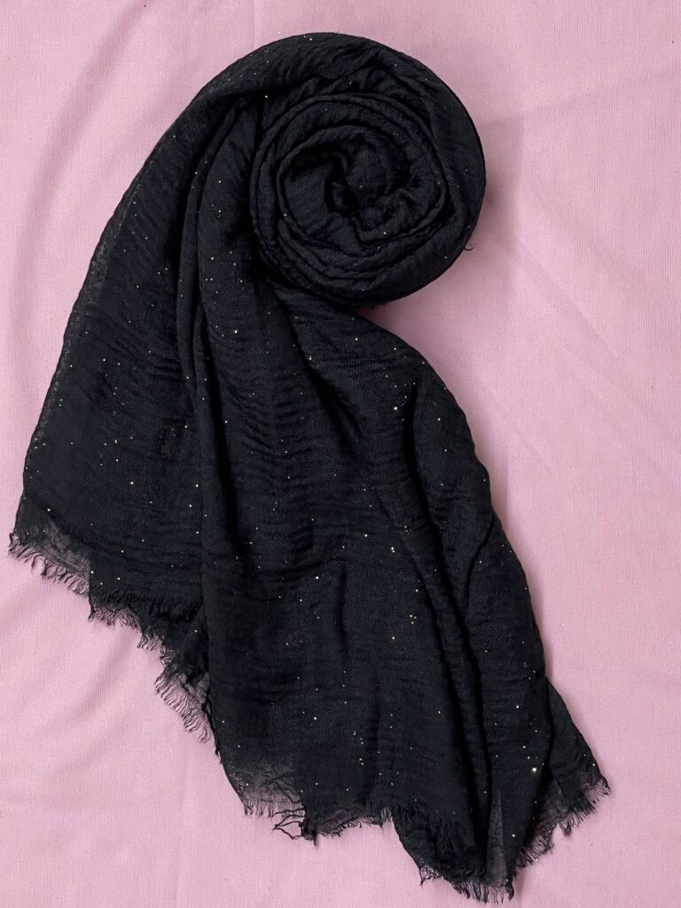 Black Premium Glitter Cotton Hijab