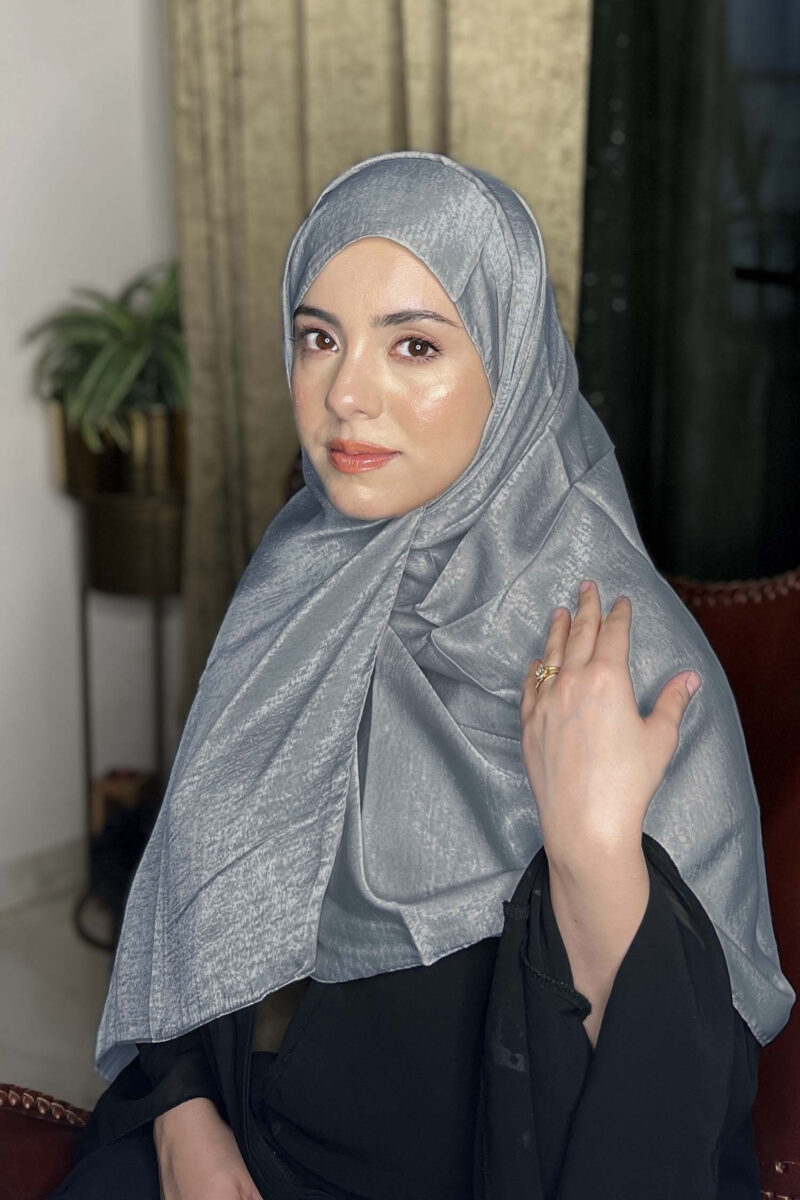 Grey Velvet Satin Hijab