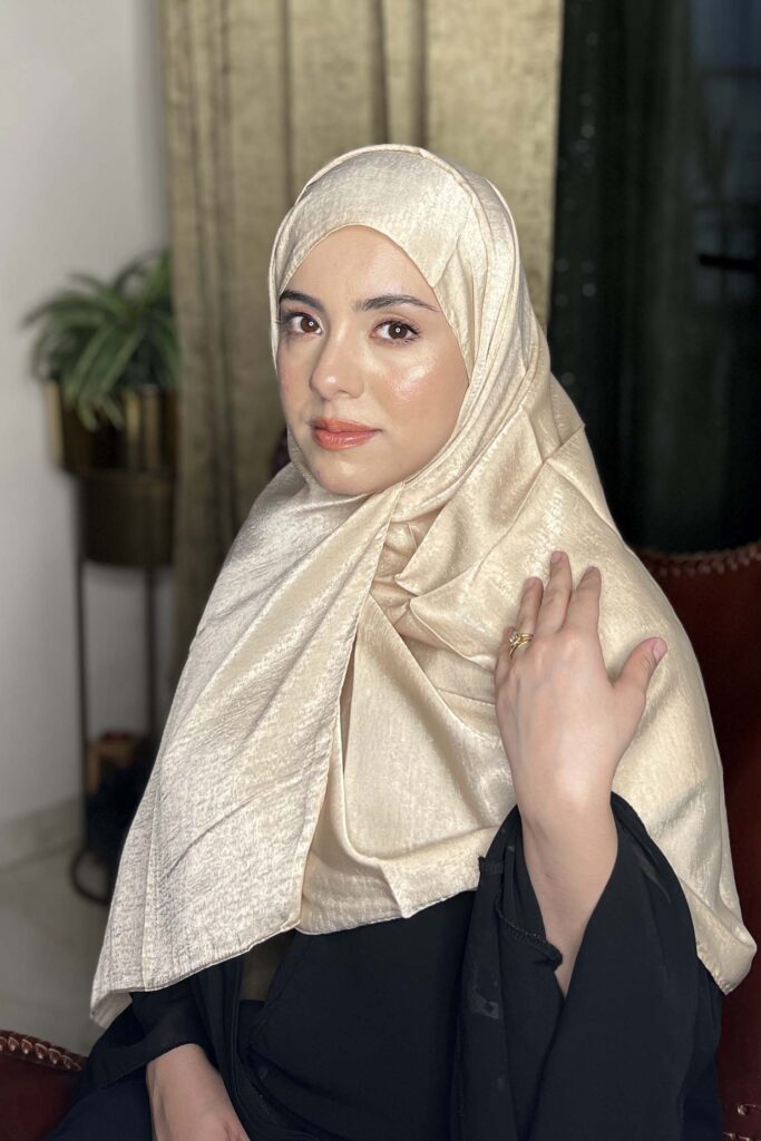 Ivory Velvet Satin Hijab