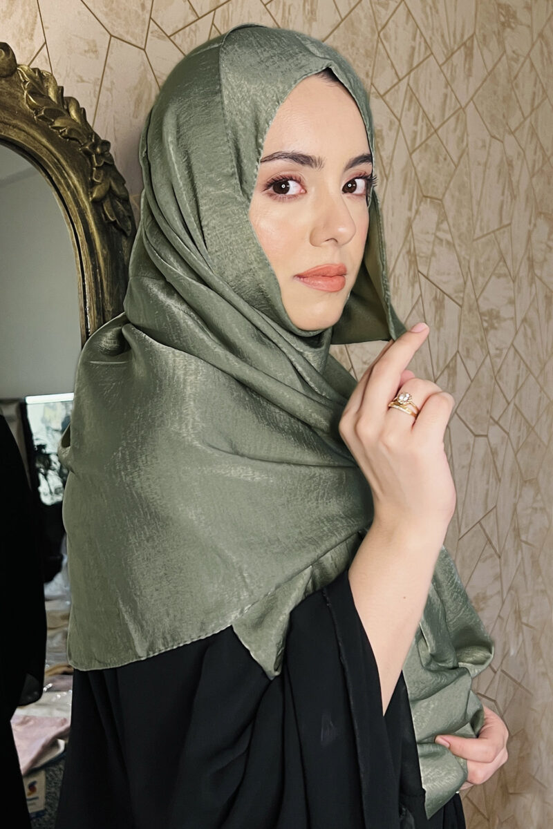 Olive Velvet Satin Hijab