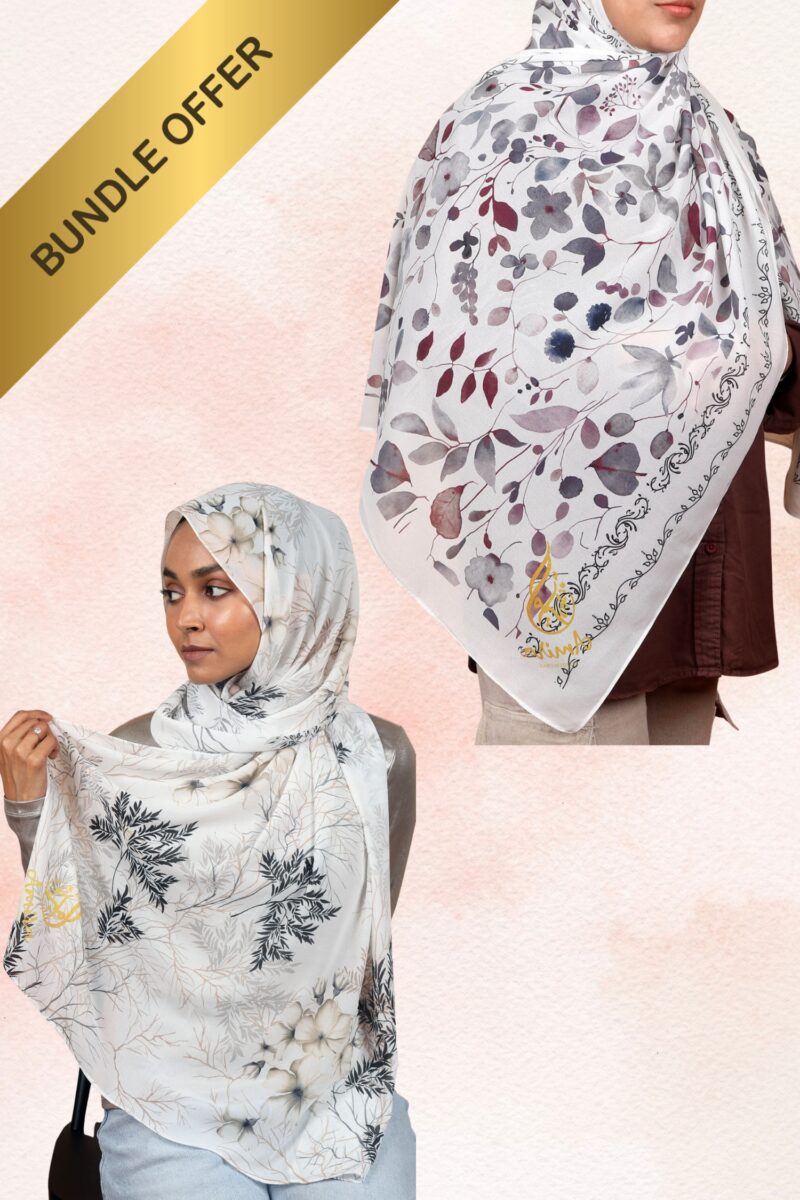 Printed Chiffon Hijabs - Blossom Dream & Midnight Flora