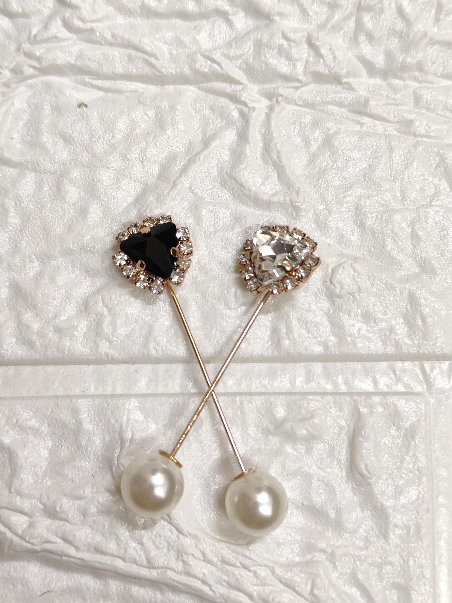 Crystal Pearl Triangle Hijab Pins – Set of 2