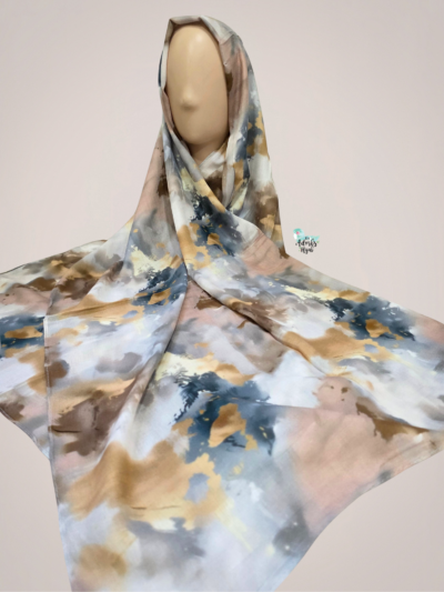 Cobalt Horizon Printed Modal Hijab
