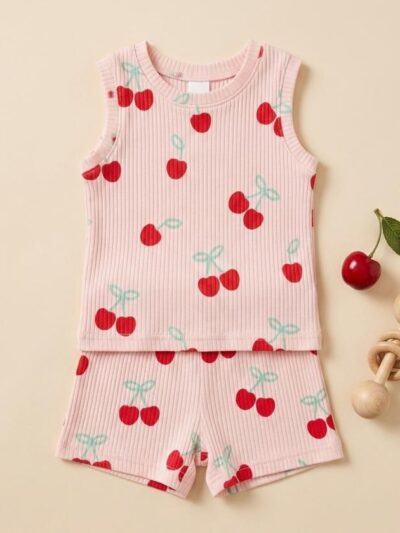 Infant Unisex Baby Clothing Set - Cherry Pink