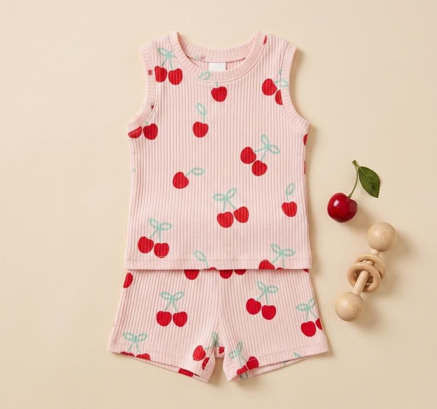 Infant Unisex Baby Clothing Set - Cherry Pink
