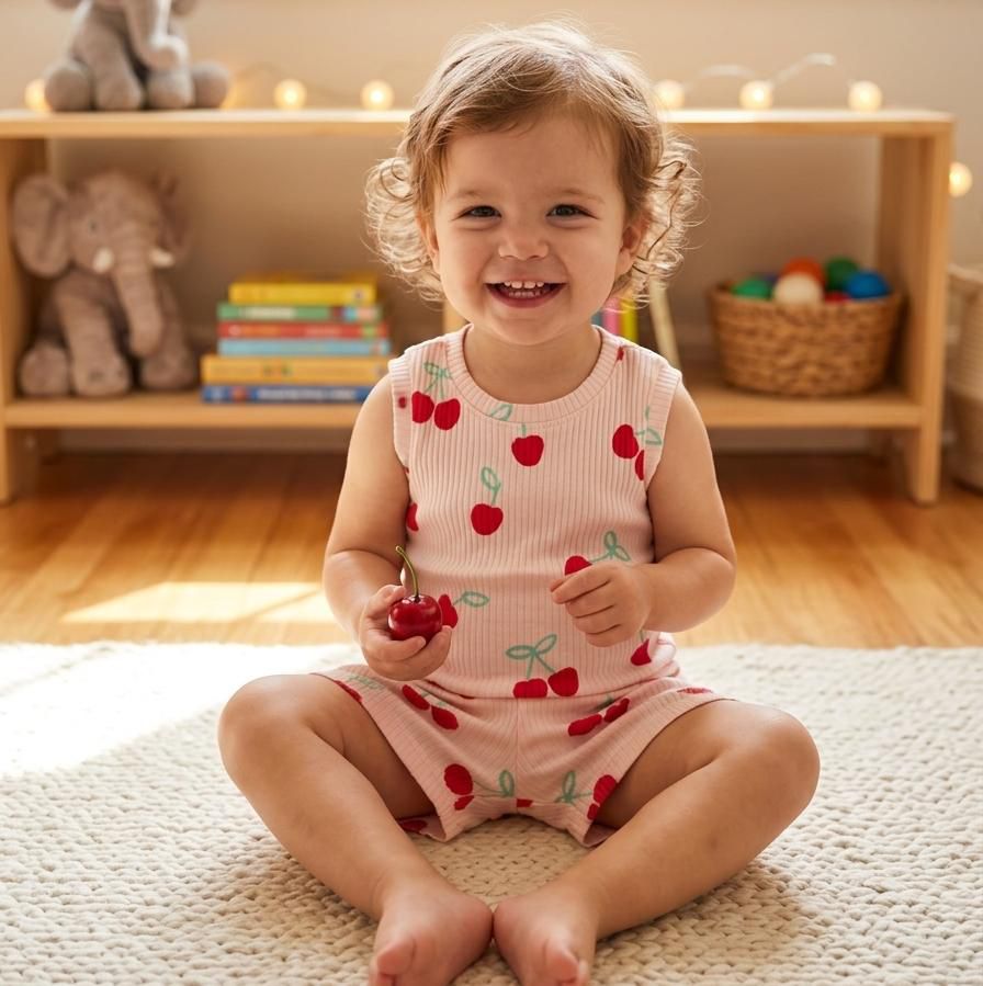 Infant Unisex Baby Clothing Set - Cherry Pink - Image 2