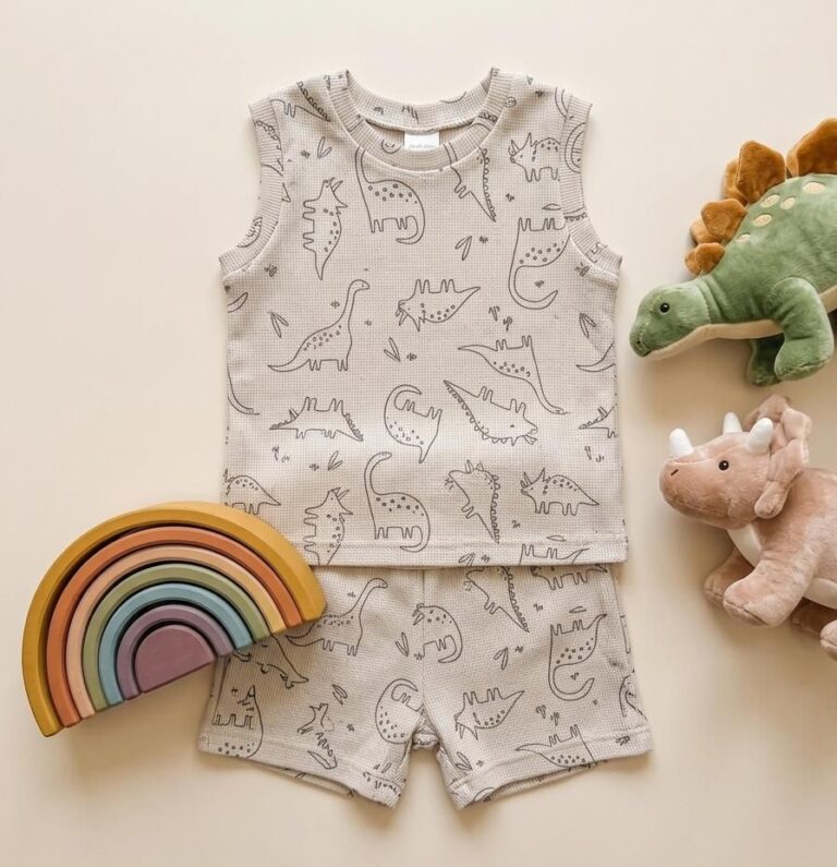 Infant Unisex Baby Clothing Set - Dino Beige