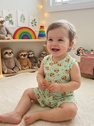 Infant Unisex Baby Clothing Set - Sloth Mint