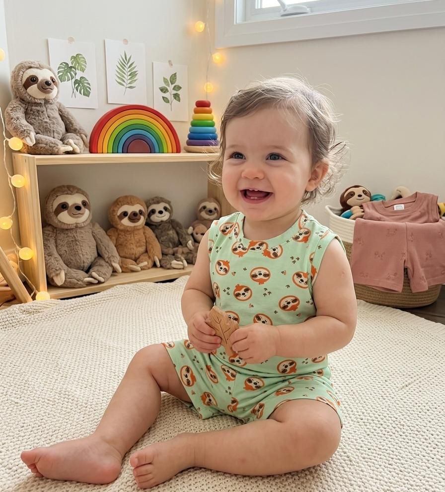 Infant Unisex Baby Clothing Set - Sloth Mint