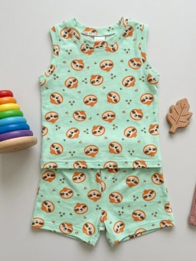 Infant Unisex Baby Clothing Set - Sloth Mint