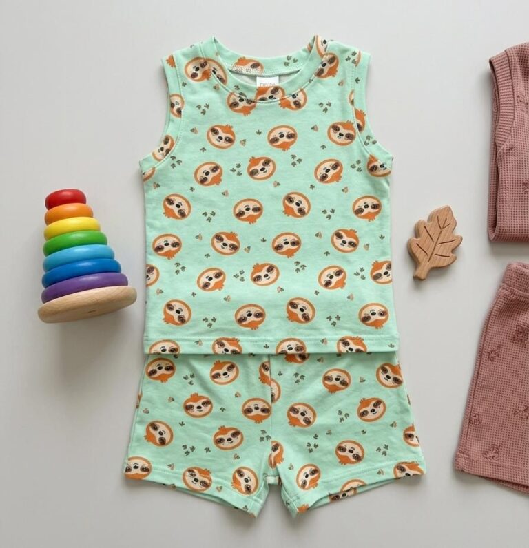 Infant Unisex Baby Clothing Set - Sloth Mint