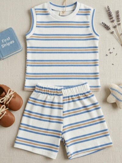 Infant Unisex Baby Clothing Set - Coastal Stripe