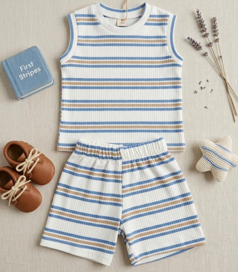 Infant Unisex Baby Clothing Set - Coastal Stripe