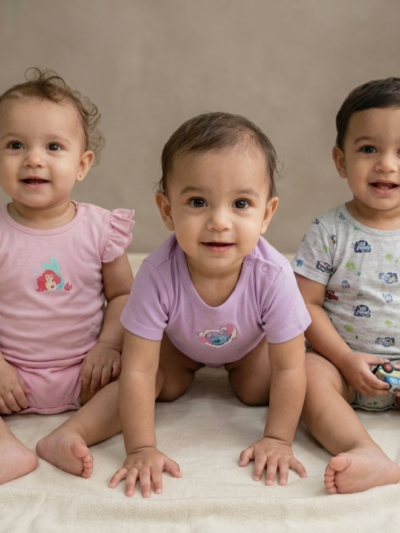18 to 24 Months 100% Cotton Knit Half Sleeves Onesies - Pack of 3